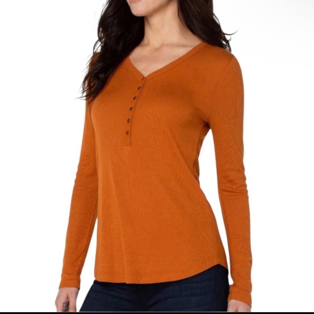 Liverpool‎ Women's Burnt Orange Long Sleeve Y2K Henley